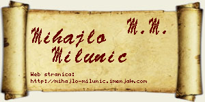 Mihajlo Milunić vizit kartica